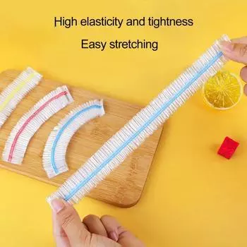 100 шт., пластиковые крышки для пищевых продуктов, удобная эластичная пластиковая пленка для мисок, чашек, тарелок, кухонного холодильника 100pcs