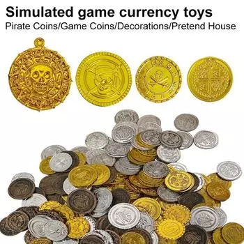 100 шт. Пластиковые пиратские монеты, имитация игровых монет, украшение для монет