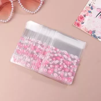 100 шт. Пластиковые упаковочные пакеты, самоклеящиеся пакеты с цветами для печенья, конфет, печенья, ювелирных изделий, подарочная упаковка, самоклеящиеся пакеты