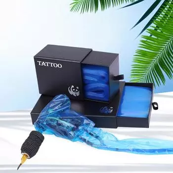 100 шт. пластиковый мешок для чистки, средства гигиены для татуировок, сумка для ручек для татуировок, одноразовая пластиковая длинная пленка, трубка, магазин оборудования для татуировок