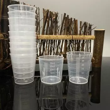 100 шт., пластиковый стаканчик из полипропилена, косметические весы, чашка для разведения с несколькими спецификациями, чашка с пластиковым измерительным пятном, 30 мл, прозрачная упаковка 3.85* 3.58*3.2cm