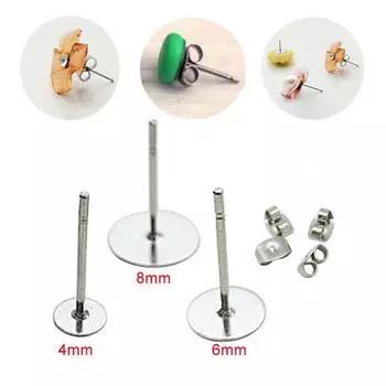 100 шт. плоские серьги с головкой, аксессуары, серьги ручной работы, сделай сам, практичные и удобные, плоская игла для сережек 4mm