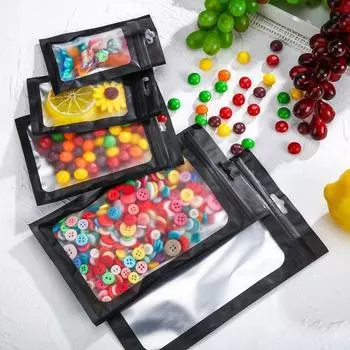 100 шт. плоских фольгированных пакетов с застежкой-молнией, косметичка для соли для ванны, односторонняя прозрачная мини-толстая майларовая многоразовая упаковка, устойчивая к запахам 1