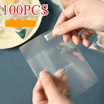 100 шт. плотный матовый печатный подарочный пакет с цветочным узором и благословением, небольшой подарочный самозапечатывающийся пакет для упаковки ювелирных изделий 100pcs