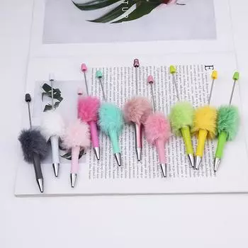 100 шт. плюшевая ручка с бусинами, ручка своими руками, пластиковая ручка с бусинами, ручка с бусинами, школьные офисные принадлежности для письма, канцелярские принадлежности, свадебный подарок