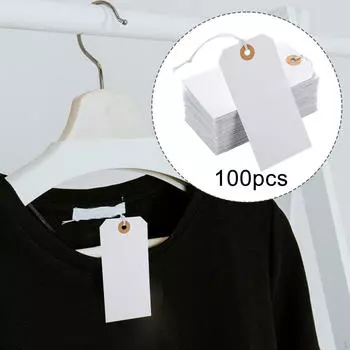 100 шт. подарочные бирки с пустым отверстием для подвешивания на веревке DIY бумажная бирка цена ювелирных изделий для вечеринки 7x3.5cm