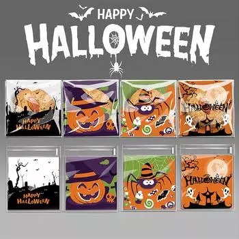 100 шт., подарочные пакеты для печенья, пакеты для упаковки смешанных конфет, креативная жуткая вечеринка на Хэллоуин