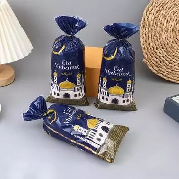 100 шт. подарочные пакеты на праздник Ид Мубарак, пластиковые пакеты для конфет, печенья, украшения на Рамадан Карим, исламские принадлежности для мусульманских вечеринок, подарочные пакеты на праздник Ид 12.5x27.5cm