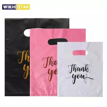 100 шт. подарочные пакеты с благодарностью, подарочная упаковка для гостей на свадьбу, день рождения, пластиковые пакеты для магазинов, упаковка для кондитерских изделий и кондитерских изделий для малого бизнеса 15*20cm белый