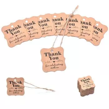 100 шт. подарочных бирок из крафт-бумаги с джутовым шпагатом для самостоятельного изготовления свадебных этикеток