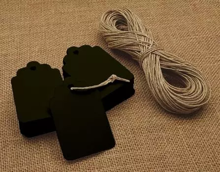 100 шт. подарочных бирок прямоугольной формы, пустые бонбоньерки, свадебные бирки с бесплатным натуральным джутовым шпагатом 0.75 Inches Diameter белый