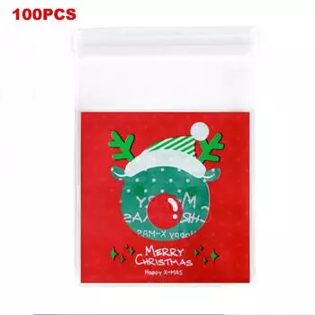 100 шт. подарочных пакетов, рождественских упаковочных пакетов, многофункциональных самоклеящихся контейнеров, держателей для украшений, мешочков для хранения