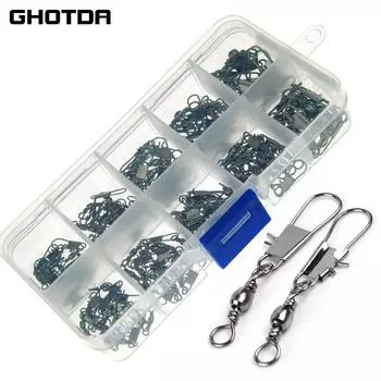 100 шт., подшипник, вертлюг, рыболовный соединитель, смешанный размер, 7 #-14 #, катящиеся твердые кольца для ствола, для рыболовных крючков, приманки, разъем, снасть