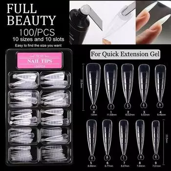 100 шт., полигель, быстрое наращивание, кончики ногтей, двойная форма, наращивание пальцев, гель-инструмент для дизайна ногтей 1 Box
