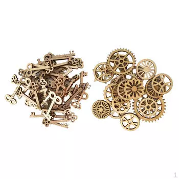 100 шт., полый ключ и шестерня, деревянные украшения, сделай сам, украшения для дома, красивые украшения