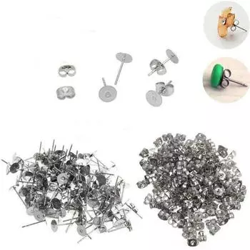 100 шт. Практичные плоские серьги-иглы с плоским дном Серьги с плоской головкой Серьги ручной работы Удобный аксессуар DIY 4mm