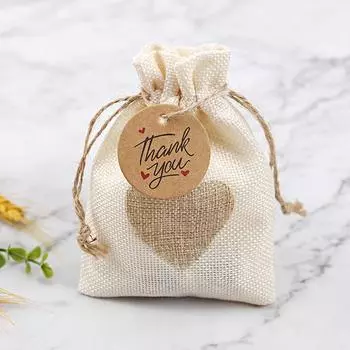 100 шт. праздничные принадлежности подарочные бирки ручной работы круглые этикетки 4 см бумажные открытки можно повесить коричневые / белые спасибо