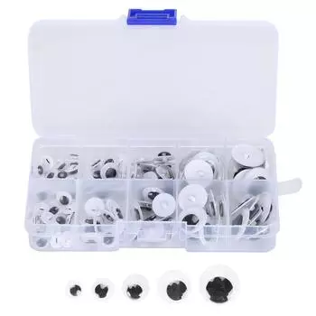 100 шт. пришивных пластиковых глаз, подвижных, черного и белого цвета, разных размеров, для детей, материал для поделок своими руками