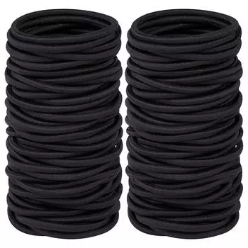 100 шт. Простая бесшовная черная резинка для волос для девочек, чтобы завязывать волосы, с высокой эластичностью; Базовый натяжной трос; Резинка