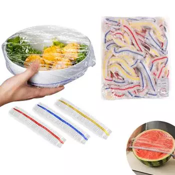 100 шт., простые в использовании чехлы для хранения продуктов, эластичные окантовки, удобные универсальные кухонные уплотнительные чехлы 100pcs