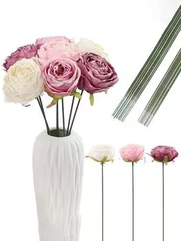100 шт., проволочные цветочные стебли длиной 20 см/25 см, диаметр 2 мм, темно-зеленые цветочные стебли, стебель для букета для цветочных композиций, поделки своими руками, принадлежности для изготовления цветов 20cm зелёный