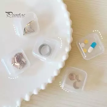 100 шт., прозрачная пластиковая шкатулка для драгоценностей с откидной крышкой, мини-компактный квадратный контейнер для хранения ювелирных изделий для колец, сережек Square