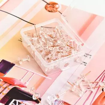 100 шт., прозрачные кнопки из розового золота, канцелярские кнопки для большого пальца, канцелярские кнопки для рисования, фото, настенные, офисные, школьные