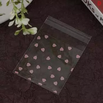 100 шт. прозрачные пакеты в форме сердца для конфет, печенья, самоклеящиеся мешочки для хранения
