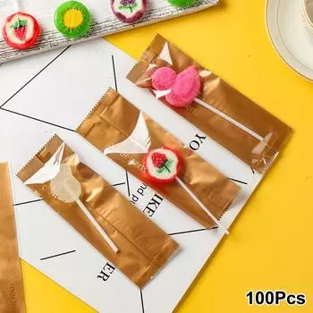 100 шт. прозрачный длинный мешок для конфет, упаковка для подарков на леденцы, десерт, свадьба, день рождения, декор, принадлежности
