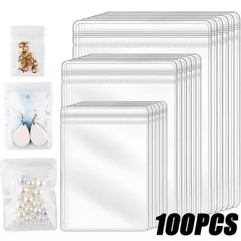 100 шт прозрачный мешок для хранения ювелирных изделий антиокислительный ожерелье браслет кольцо пластиковый портативный дисплей для хранения сережек органайзер 100PCS