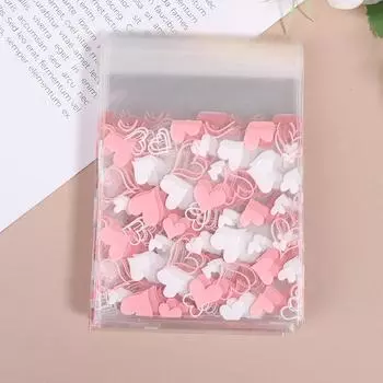 100 шт., прозрачный мешок для конфет в форме сердца, пластиковый пакет для печенья и закусок, упаковка для украшения выпечки, самоклеящаяся сумка