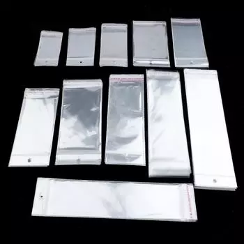 100 шт. Прозрачный самоклеящийся пластиковый пакет для хранения OPP Poly Pack Bag с отверстием для подвешивания Сумка для розничной упаковки 5*10.5CM