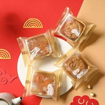 100 шт. прозрачный упаковочный пакет для печенья Mooncake, пластиковый пакет для упаковки печенья ручной работы, праздник середины осени S-A