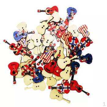 100 шт., пуговица для гитары из смешанного дерева, винтажная картина с двумя отверстиями для шитья