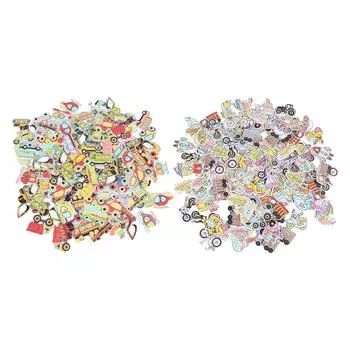 100 шт. пуговицы для рукоделия, прочные деревянные пуговицы с рисунком автомобиля, разные цвета, легкие деревянные пуговицы для шитья Classic Car Styles 100Pcs