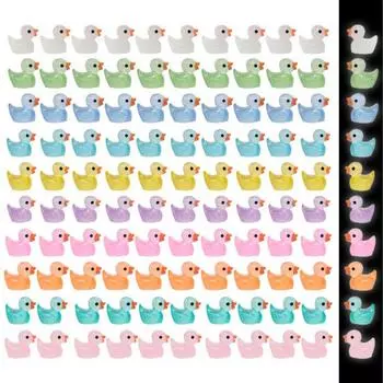 100 шт. яркие цвета, светящиеся в темноте скульптуры утки, яркий внешний вид, мини-светящиеся скульптуры утки из смолы, домашний декор белый