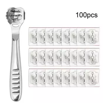 100 шт., рашпиль для ног, украшения для ногтей, сменное лезвие, инструмент для удаления омертвевшей кожи и мозолей, инструмент для педикюра