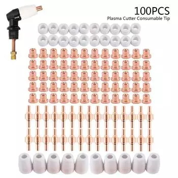 100 шт. расширенный комплект расходных материалов для плазменного резака, подходит для PT31 PT-31 LG40, резака CUT40 CUT50 100pcs (one set)