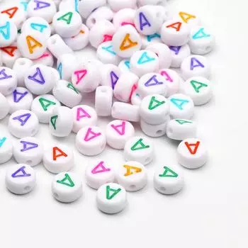 100 шт., разноцветные акриловые бусины с буквами A-Z, плоские круглые свободные бусины-разделители для рукоделия, изготовление ювелирных изделий, аксессуары для браслетов 100pcs