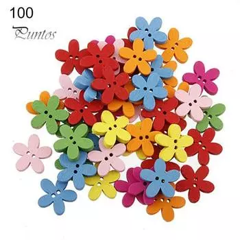 100 шт. разноцветные цветочные 2 отверстия, деревянные пуговицы для шитья, рукоделия, скрапбукинга