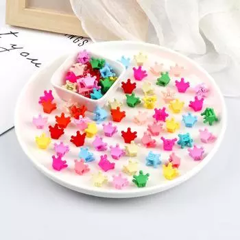 100 ШТ. Разноцветные мини-заколки для волос, милые заколки для волос в виде цветка, короны, звезды, заколки для волос для детей, детские головные уборы, аксессуары для волос, подарки 100PCS