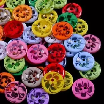 100 шт., разноцветные пуговицы из смолы с цветами, 2 отверстия, швейные, для скрапбукинга, изготовления карт, ремесло, 14 мм One Size