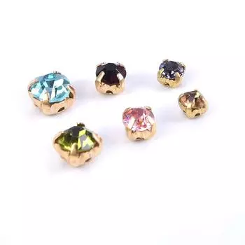 100 шт. разноцветные стеклянные хрустальные золотые бусины 3/4/5 мм, пришитые стразами, бусины для одежды 5mm