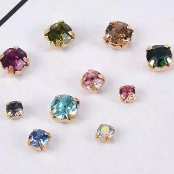 100 шт. разноцветные стеклянные хрустальные золотые бусины 3/4/5 мм, пришитые стразами, бусины для одежды 5mm