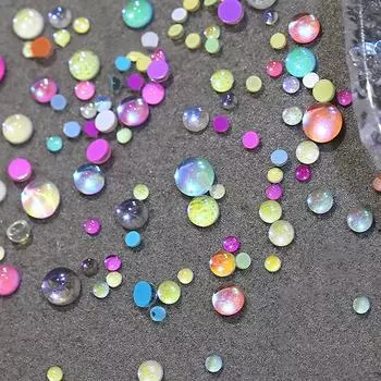 100 шт. разноцветных бусин Aurora Mermaid, украшения для ногтей, летние детали, красочные бусины-макаруны, подвески для ногтей, маникюр своими руками A3