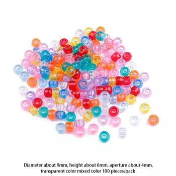 100 шт. разноцветных бусин-пони с большими отверстиями, бусины-бочонки с прямыми отверстиями для самодельных бусин ручной работы, ювелирные изделия