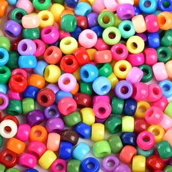 100 шт. разноцветных бусин-пони с большими отверстиями, бусины-бочонки с прямыми отверстиями для самодельных бусин ручной работы, ювелирные изделия as the picture