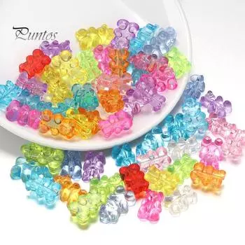100 шт. разноцветных бусин в виде медведя, прозрачные акриловые цветные бусины в виде медведя, мини-подвески в виде медведя для браслета, ожерелья, сделай сам, ремесла, изготовление ювелирных изделий B