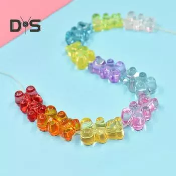 100 шт. разноцветных бусин в виде медведя, прозрачные акриловые цветные бусины в виде медведя, мини-подвески в виде медведя для браслета, ожерелья, сделай сам, ремесла, изготовление ювелирных изделий B