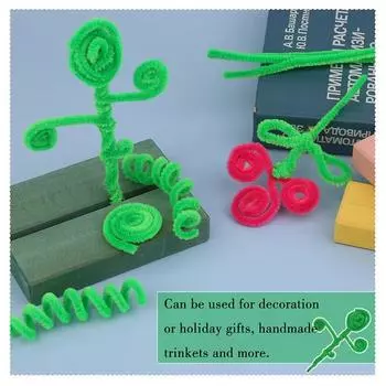 100 шт. разноцветных стеблей из синели, ершиков, плюшевых мишурных стеблей, проволочных скручивающихся развивающих игрушек, палочек ручной работы, полосок для волос, сделай сам, ремесло золотисто-желтый